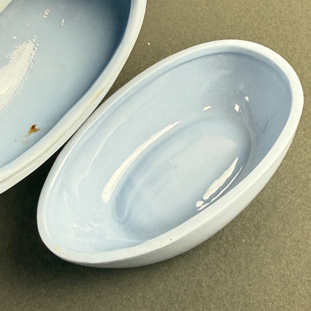 Ceramic Easter Egg 4" Trinket Box Set of 4 Blue Cream Floral Decor - Picture 7 of 16